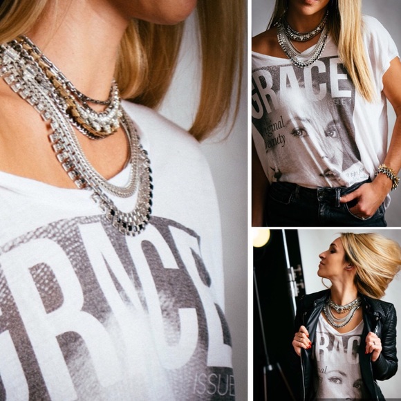 Stella & Dot | 5-in-1 Silver+Gold+Rhinestone MixedMetal NEW Statement Ne… - Picture 8 of 10